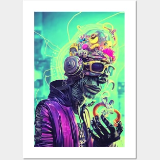 CYBERPUNK FUTURE MONKEY DONUT Posters and Art